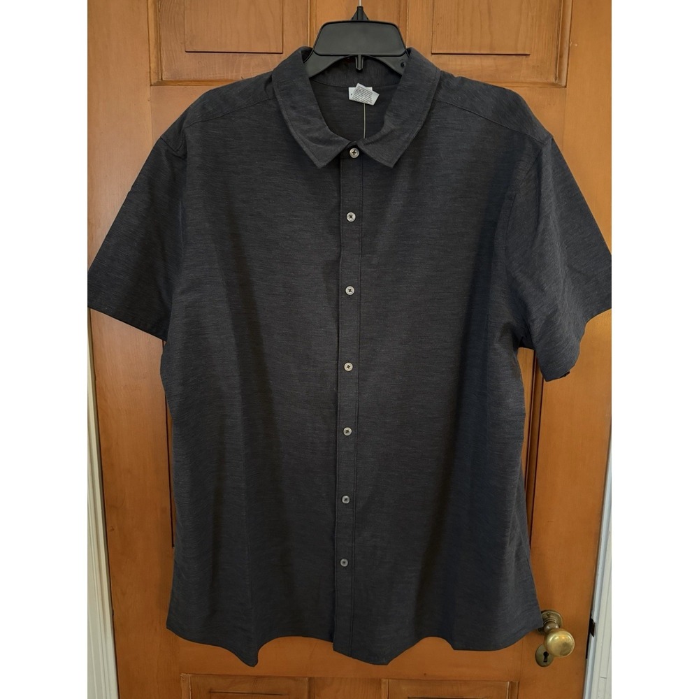 Men's All In Motion Gray/Black Woven Button-Up Gray Active Shirt Size XXL NWT